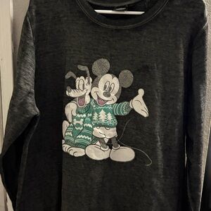 Disney Women's Black Sweatshirt with Mickey and Pluto